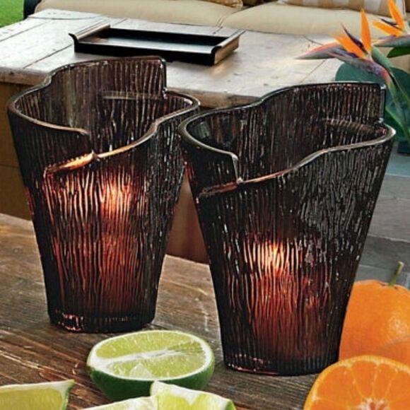 🩵PartyLite Brown Sabor Isleno Candle Holder Set of 2 - Picture 1 of 8